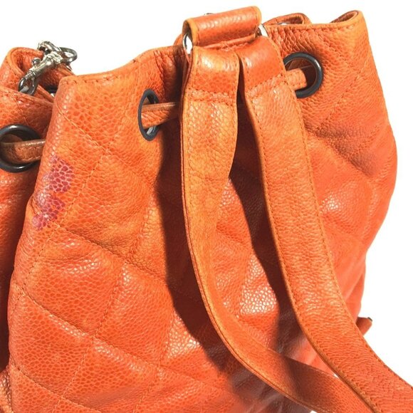 CHANEL Orange Caviar Leather Shoulder Bag - Picture 8 of 14